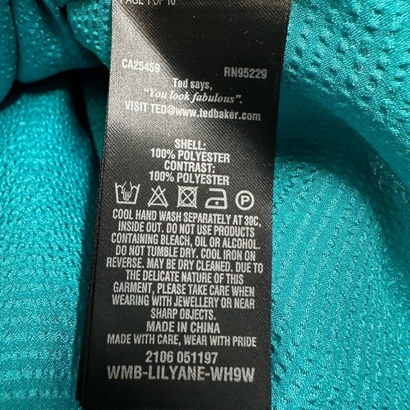 Ted Baker Lilyane Mesh-Trimmed Top Turquoise Sz 1/ XS - Picture 7 of 10